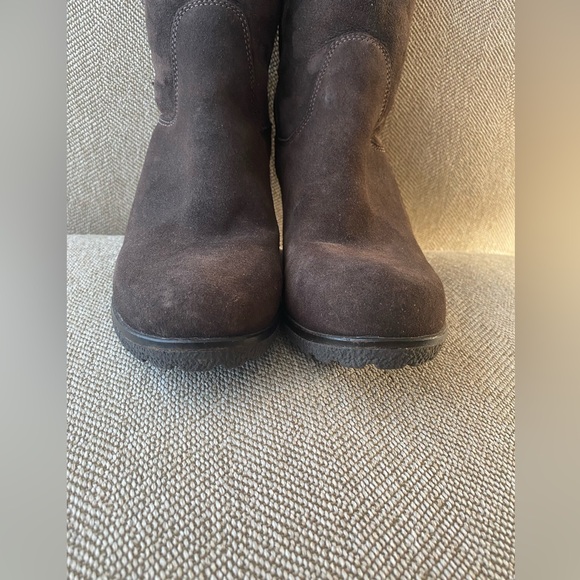 La Canadienne Brown Suede Waterproof Platform Heel Winter Fur Lined Boot. Sz. 9M - Picture 6 of 13